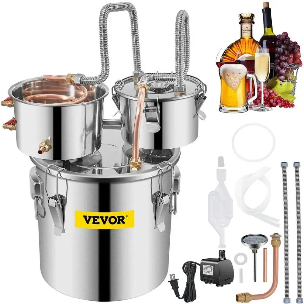 VEVOR Alcohol Still 3 Gal. Stainless Steel Alcohol Distiller Home Brewing Kit with Copper Tube & Water Pump for DIY Whiskey - image 1