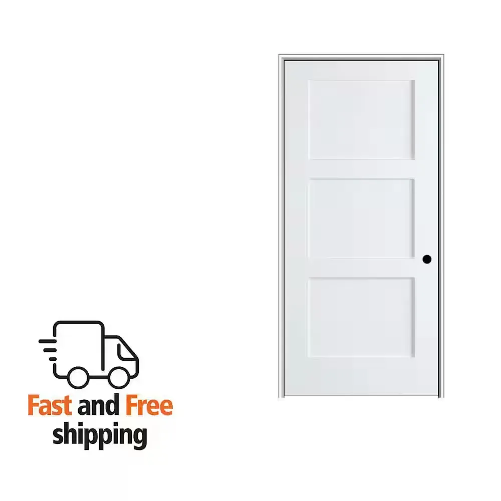 29.9 in. x 80 in. white Right-Hand Flush Hardwood Single Prehung Interior Door - image 1