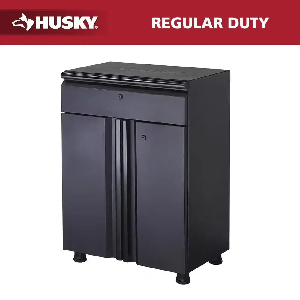 Regular Duty Welded 24-Gauge Steel 1-Drawer 2-Door Garage Base Cabinet in Black (24 in. W x 33 in. H x 16 in. D) - image 1