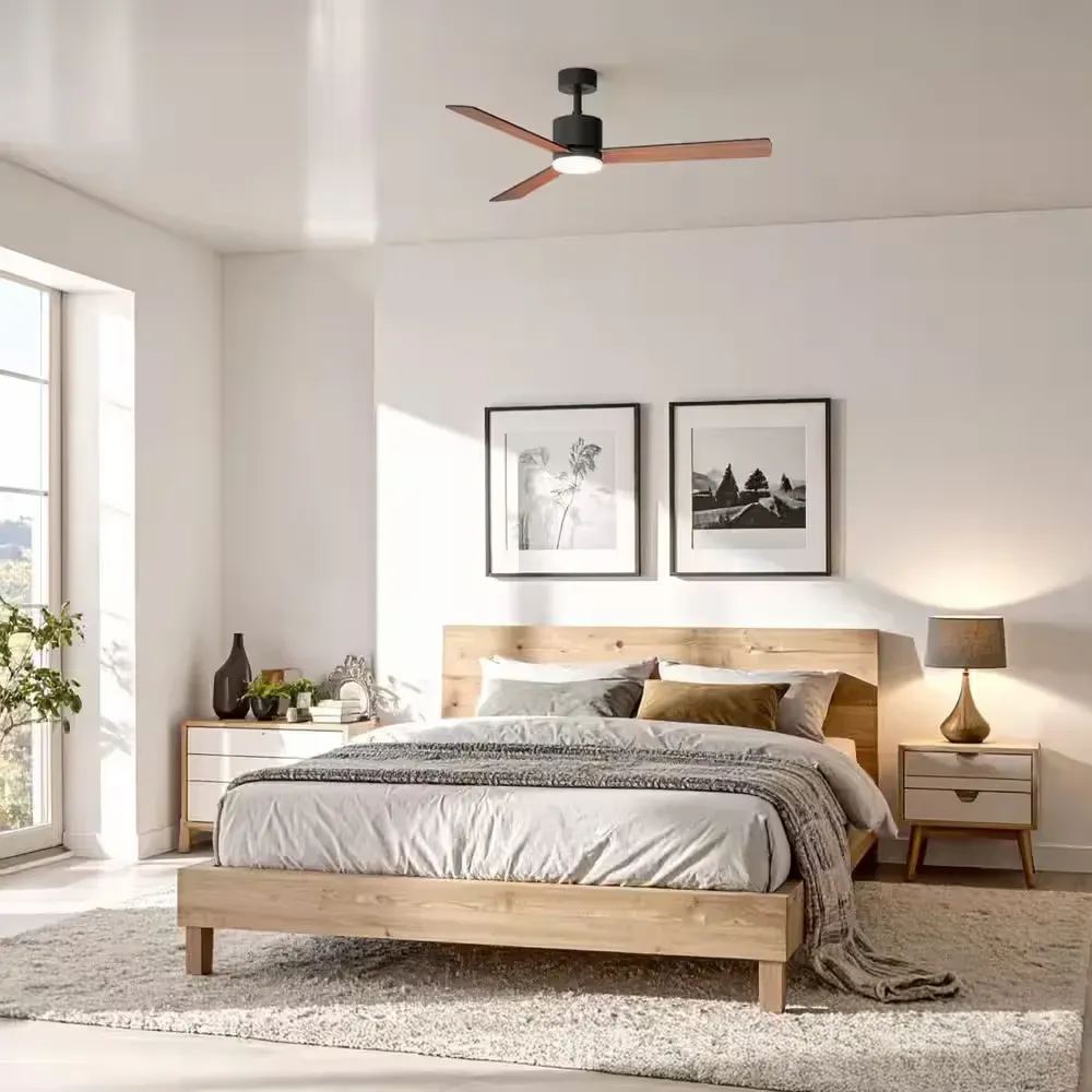 Orla 52 in. Quiet Indoor Matte Black Ceiling Fan with LED Light kit and Remote Control - image 1