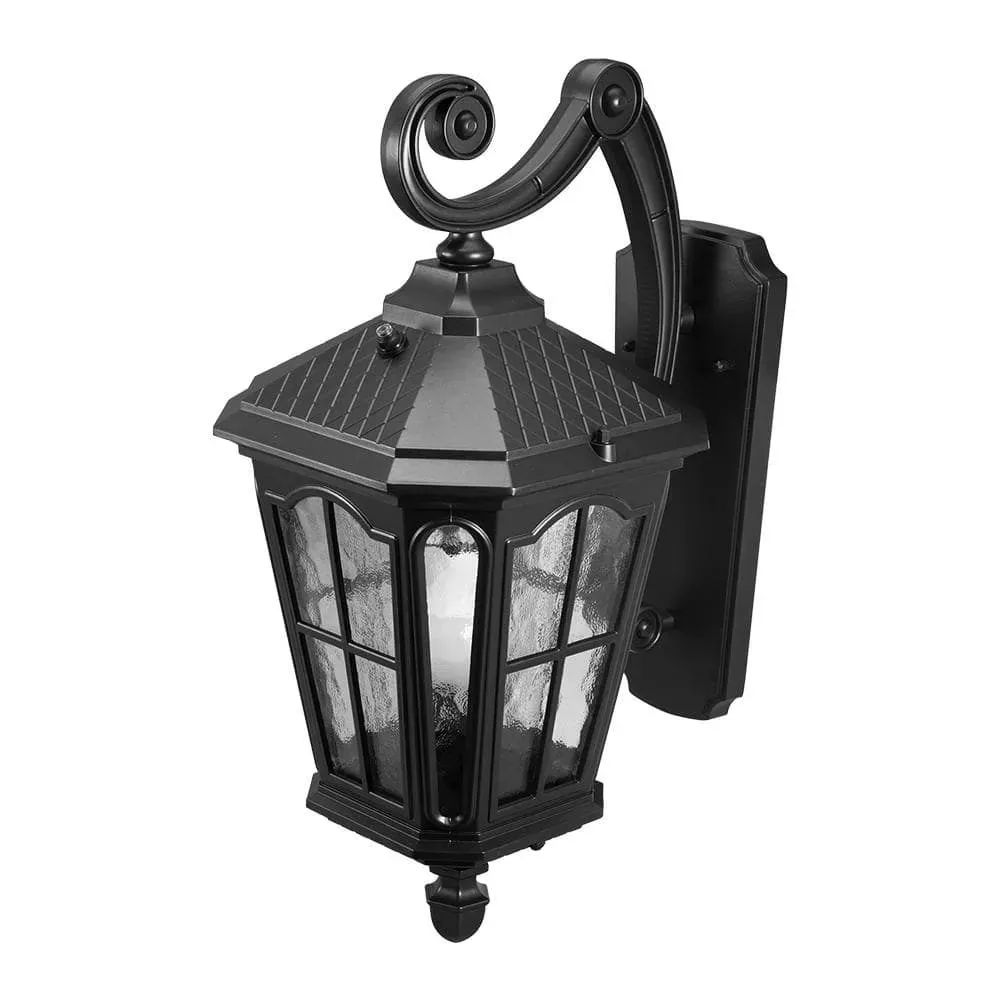 KODA Bentham 19.4 in. 1-Light Black LED Outdoor Wall Light Coach Sconce with Hammered Glass Dusk to Dawn (Bulb Included) - image 1