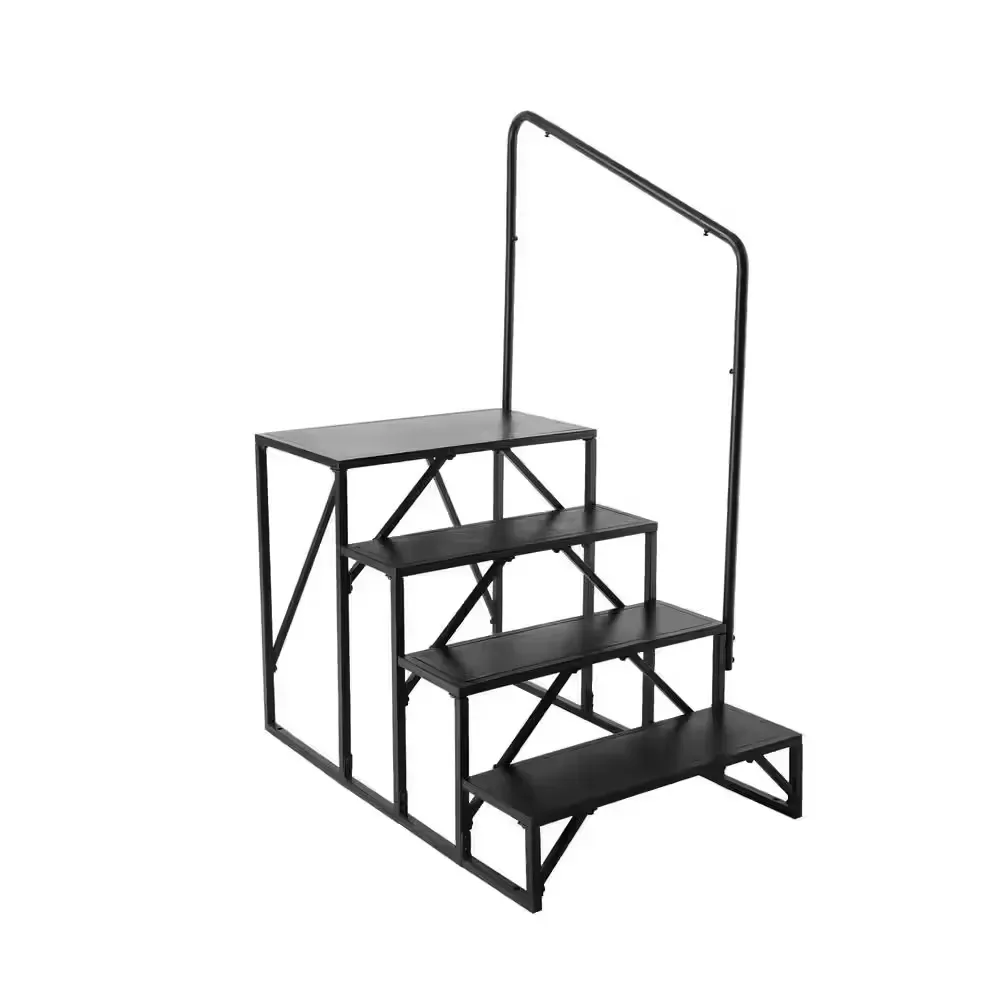 RV Steps, 4-Step 57.3 in. H RV Stairs, 440 lbs. Load Capacity, Thickened Carbon Steel, With Handrail, Non-Slip Steps - image 1