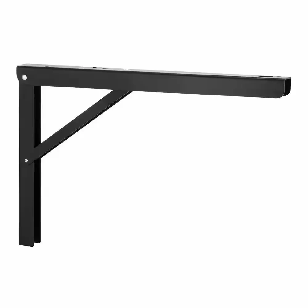 *** pack of 9***16 in. Matte Black Heavy-Duty Folding Shelf Bracket - image 1