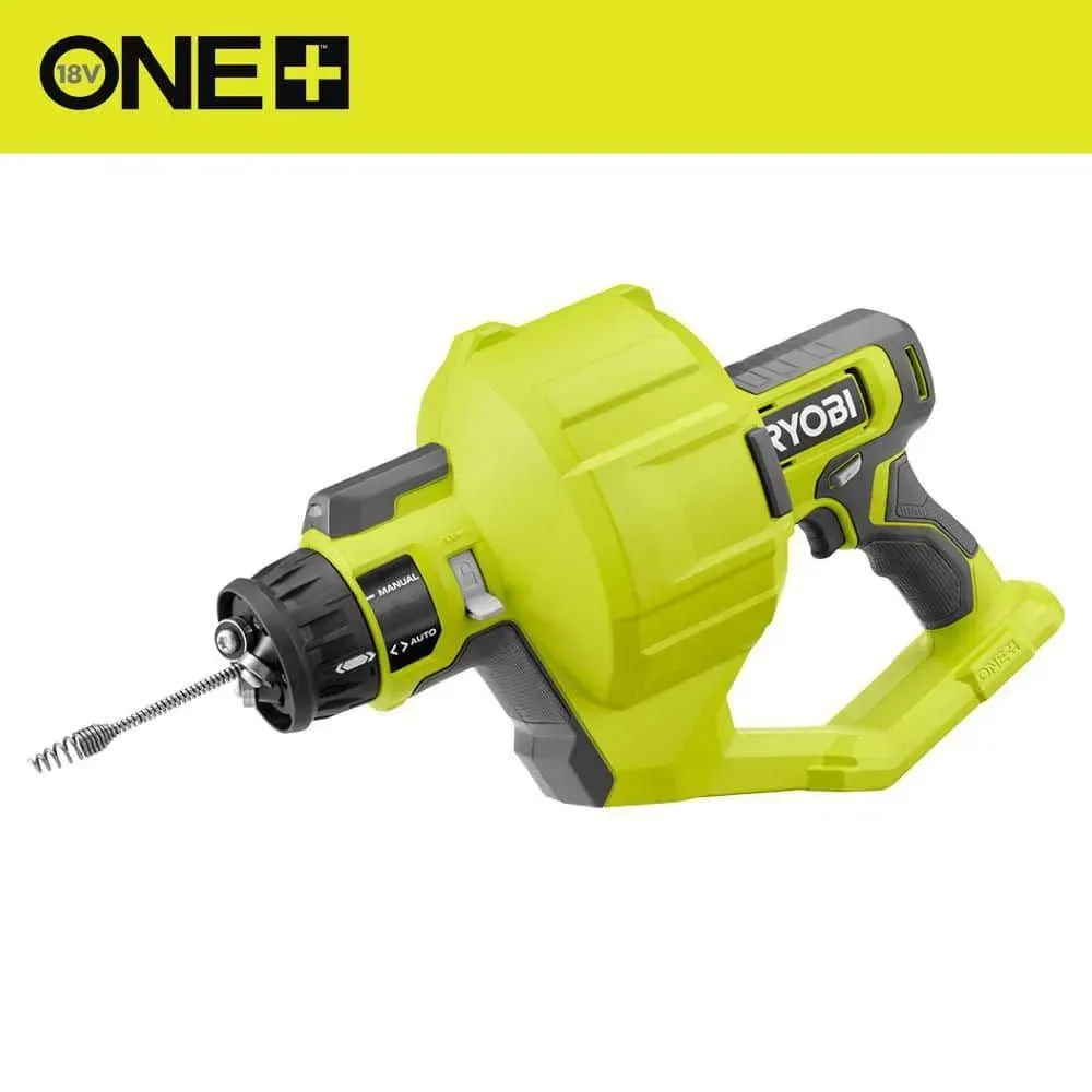 RYOBI ONE+ 18V Cordless Drain Auger with 25 ft Cable, LED Light, Auto Feed/Retract, Cable Lock, Enclosed Drum (Tool Only) - image 1