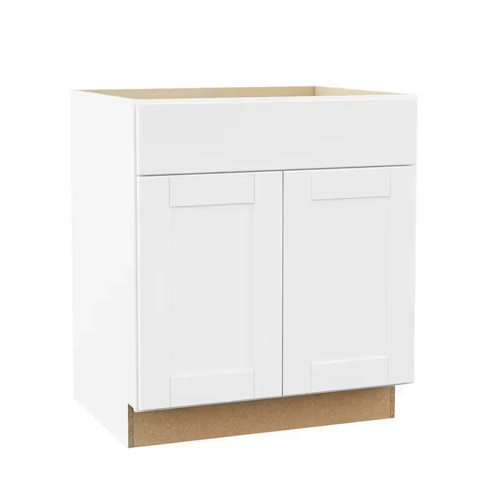 Shaker 30 in. W x 24 in. D x 34.5 in. H Assembled Sink Base Kitchen Cabinet in Satin White - image 1