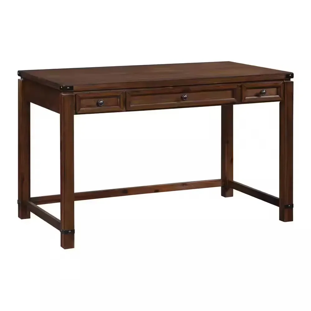 Baton Rouge 48 in. Rectangular Brushed Walnut Wooden 3-Drawer Writing Desk - image 1