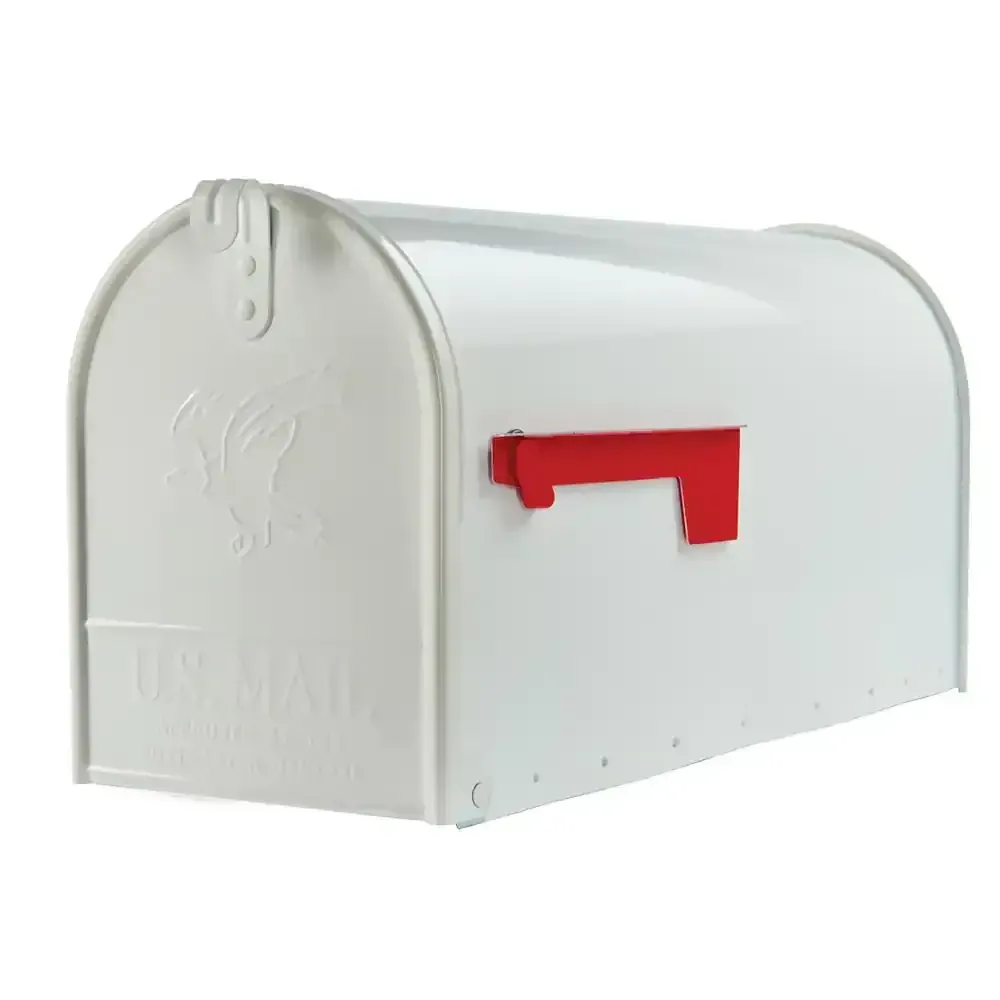 Elite White, Large, Steel, Post Mount Mailbox - image 1
