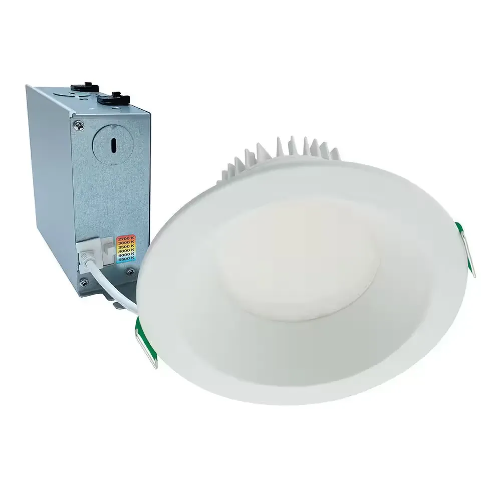 LCR8 8 in. Soft White Selectable CCT Integrated LED Recessed Light with Round Surface Mount White Trim Retrofit Module - image 1