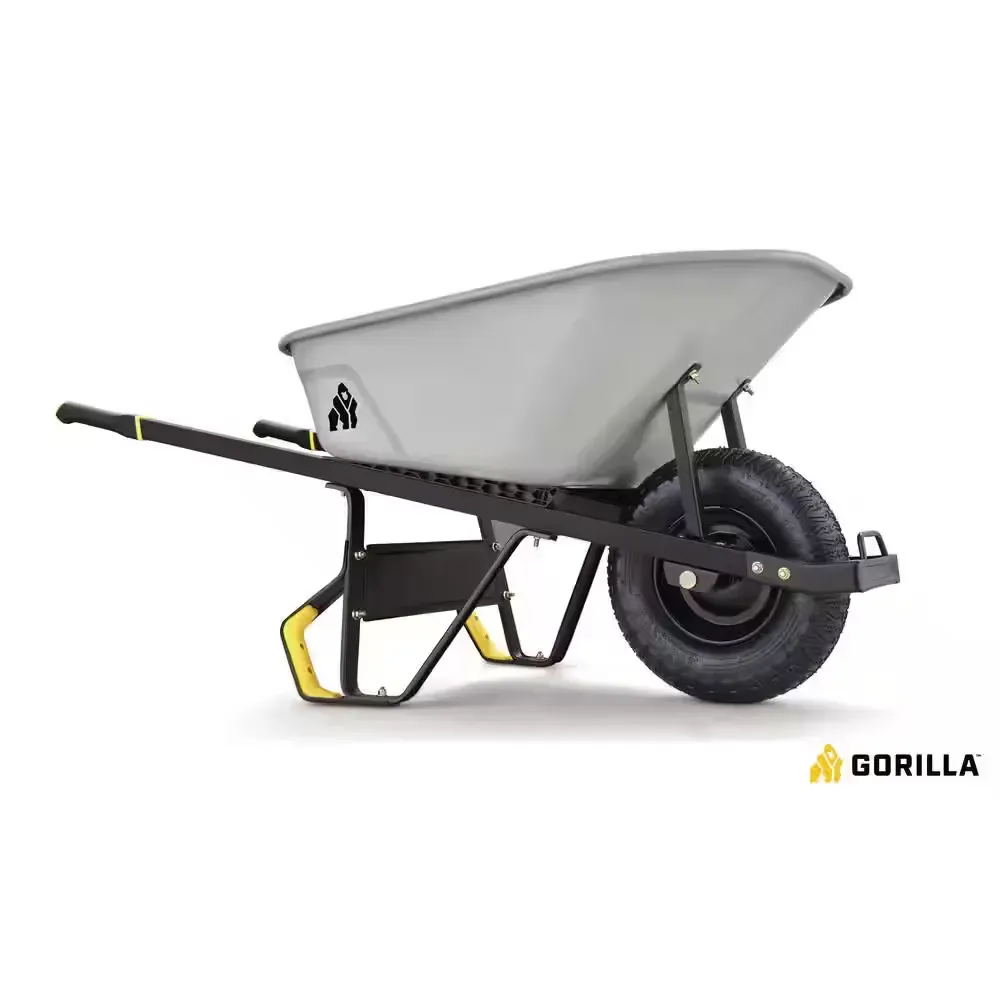 6 cu. ft. PRO Heavy-Duty Steel Tub Wheelbarrow, Steel Braces and Handles, Easy Pivot/Dump Design, 16 in. Pneumatic Wheel - image 1