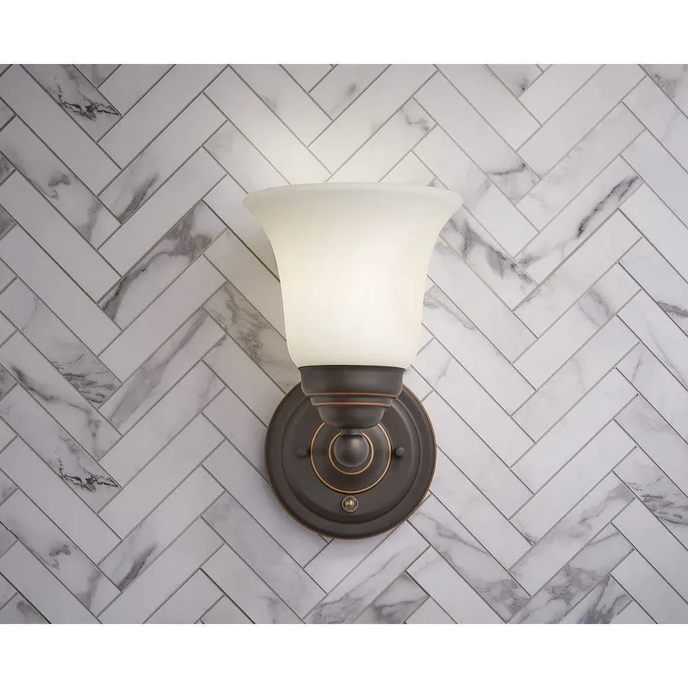 Hampton Bay Ashhurst 1-Light ORB Wall Sconce with Switch - image 1