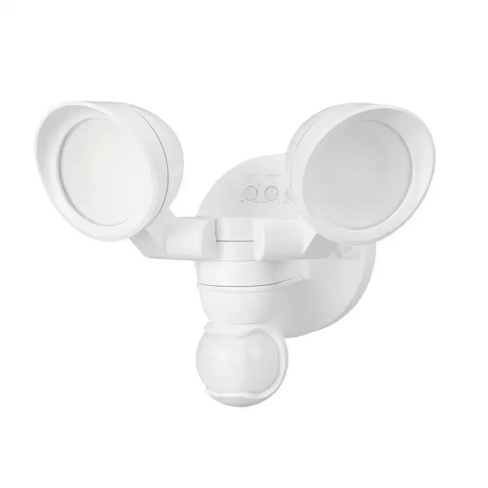 MaxDetect 240° White Motion Sensing Wired Outdoor 2-Head LED Security Flood Light 1400 Lumens DualBrite 2-Level Lighting - image 2