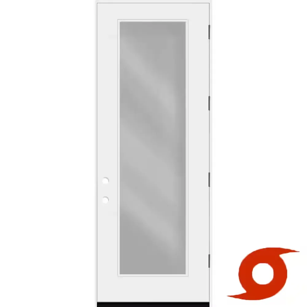 Palisade 32 in. x 96 in. FullLite Clear Impact Glass LHOS Primed Fiberglass Prehung Front Door with 6-9/16 Frame - image 1