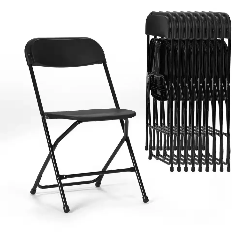 Black Plastic Folding Chair 350 lbs. Capacity for Events Office Wedding Party, Picnic, Outdoor Dining (Set of 10) - image 1