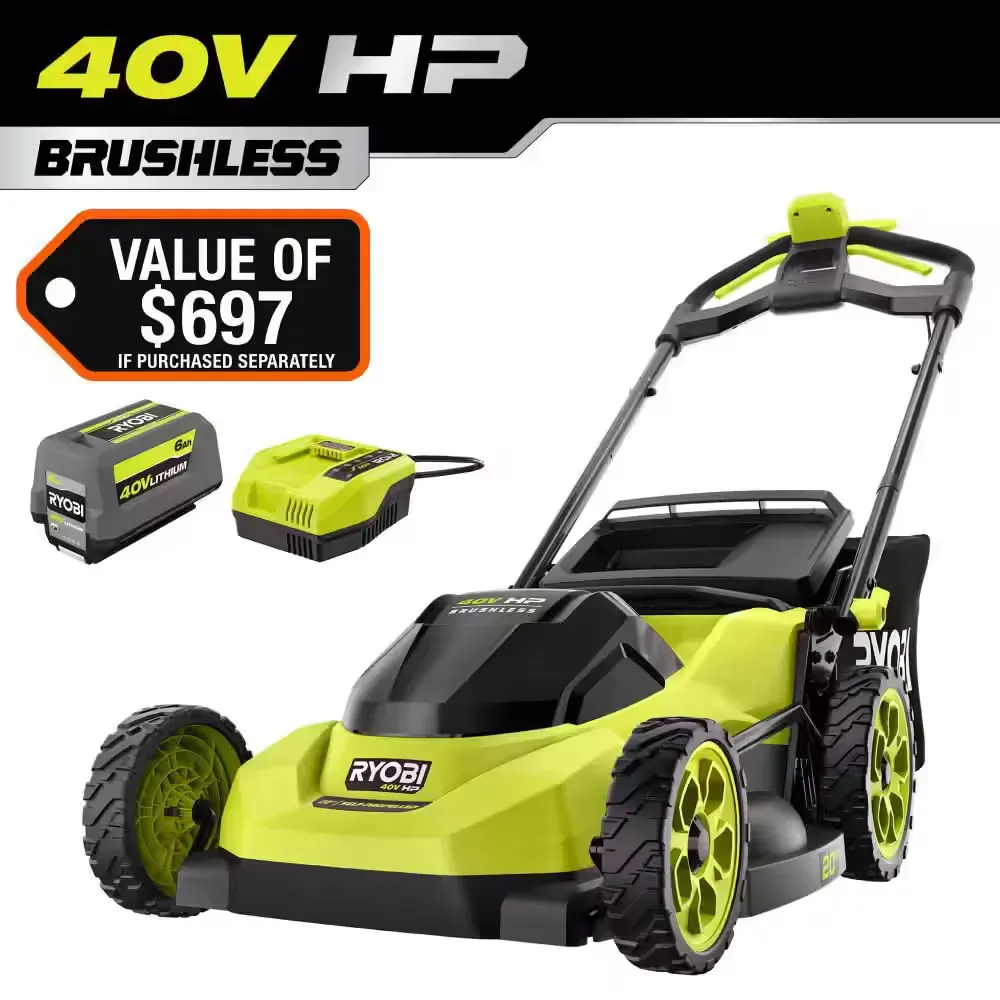 40V HP Brushless 20 in. Cordless Electric Battery Walk Behind Self-Propelled Lawn Mower with 6.0 Ah Battery and Charger - image 1