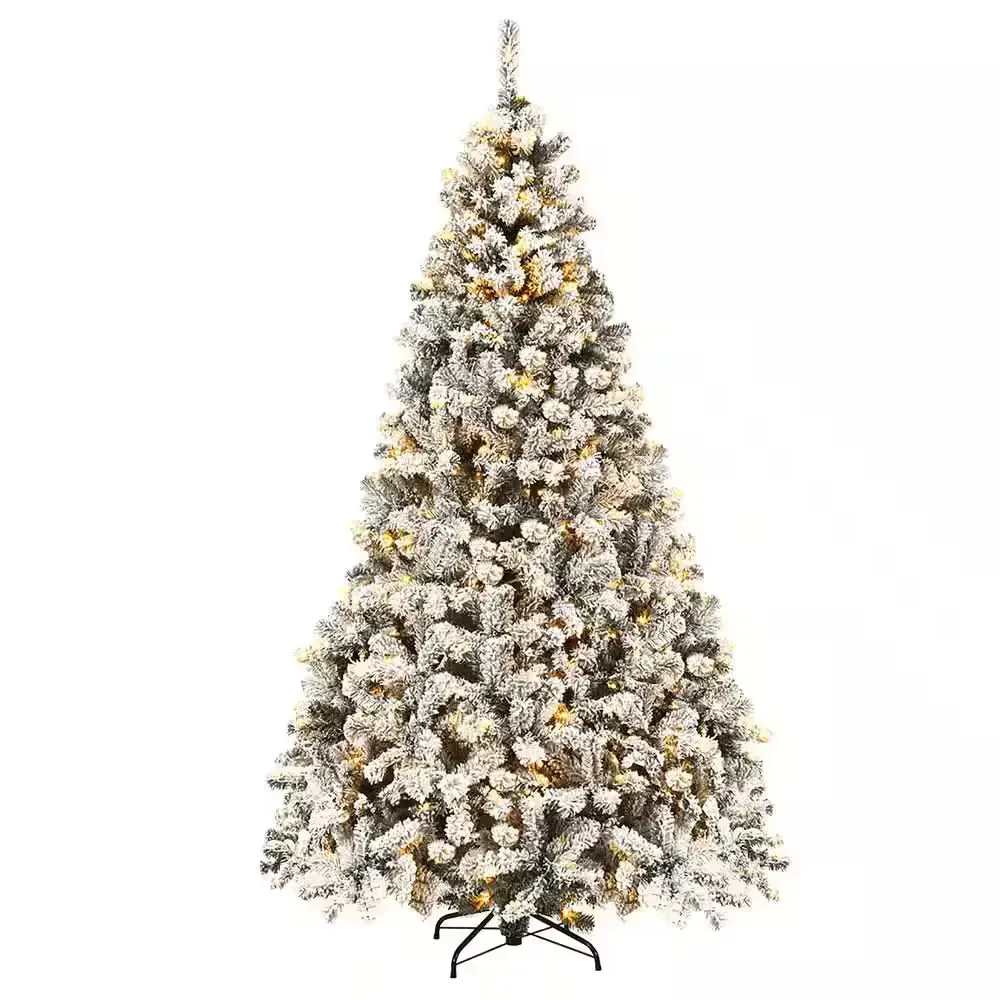 7.5 ft. Pre-Lit LED Premium Snow Flocked Snow Hinged Artificial Christmas Tree with 450 Lights - image 1