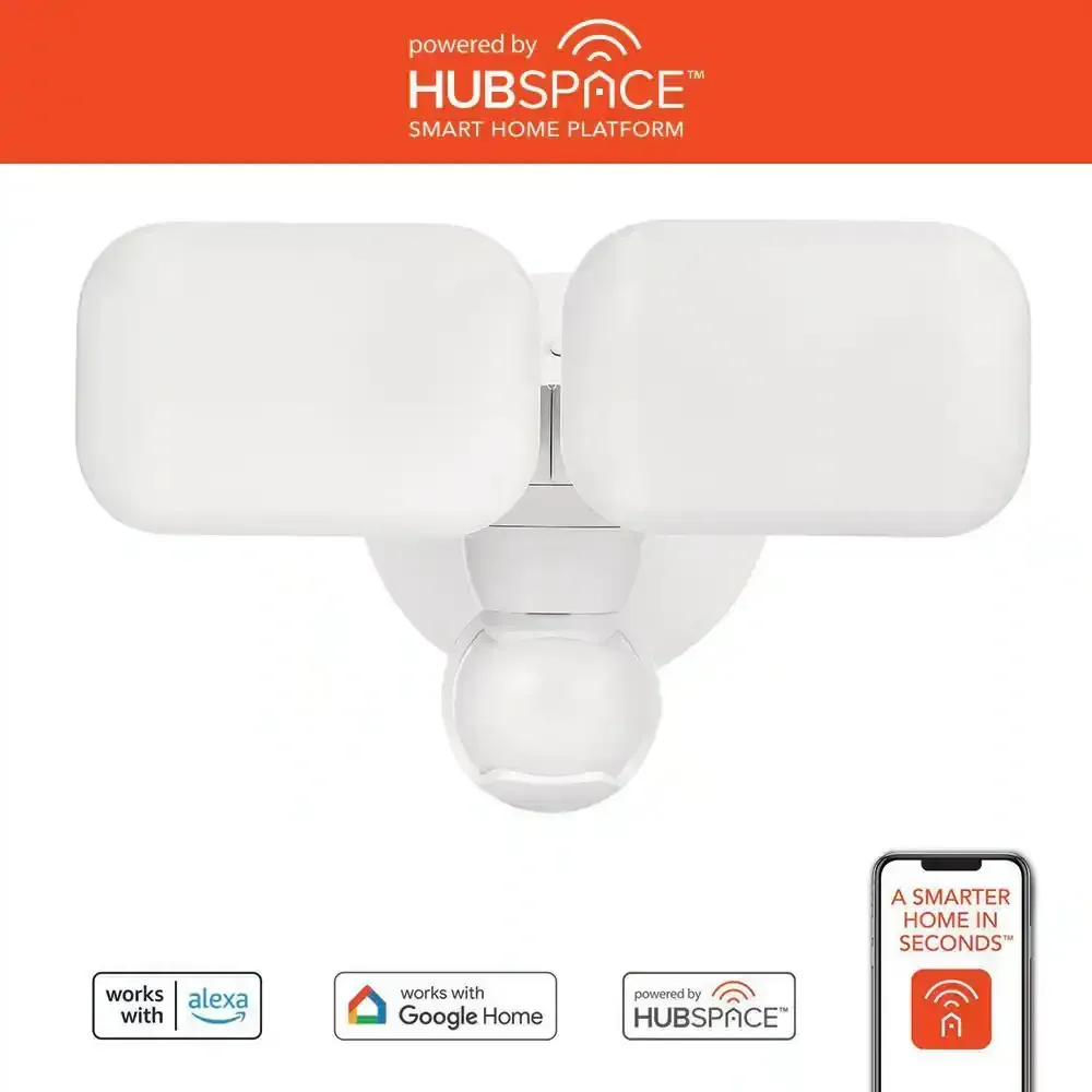 Maxdetect 240° Motion Sensor Wired Outdoor 2-Head LED Flood Light 2000-Lumens, Powered by Hubspace - image 1