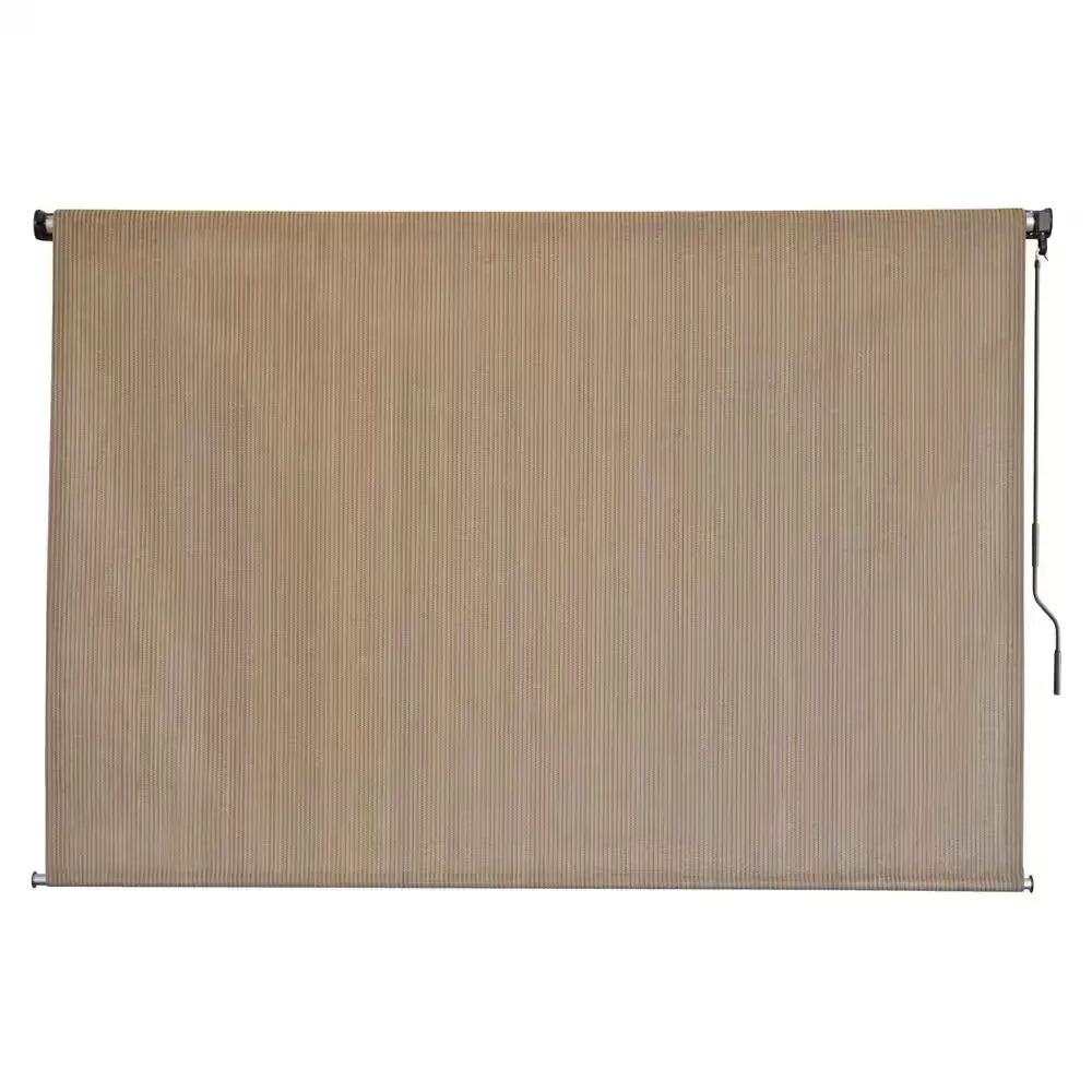 Seaside Brown Cordless Outdoor Patio Roller Shade 96 in. W x 72 in. L - image 1