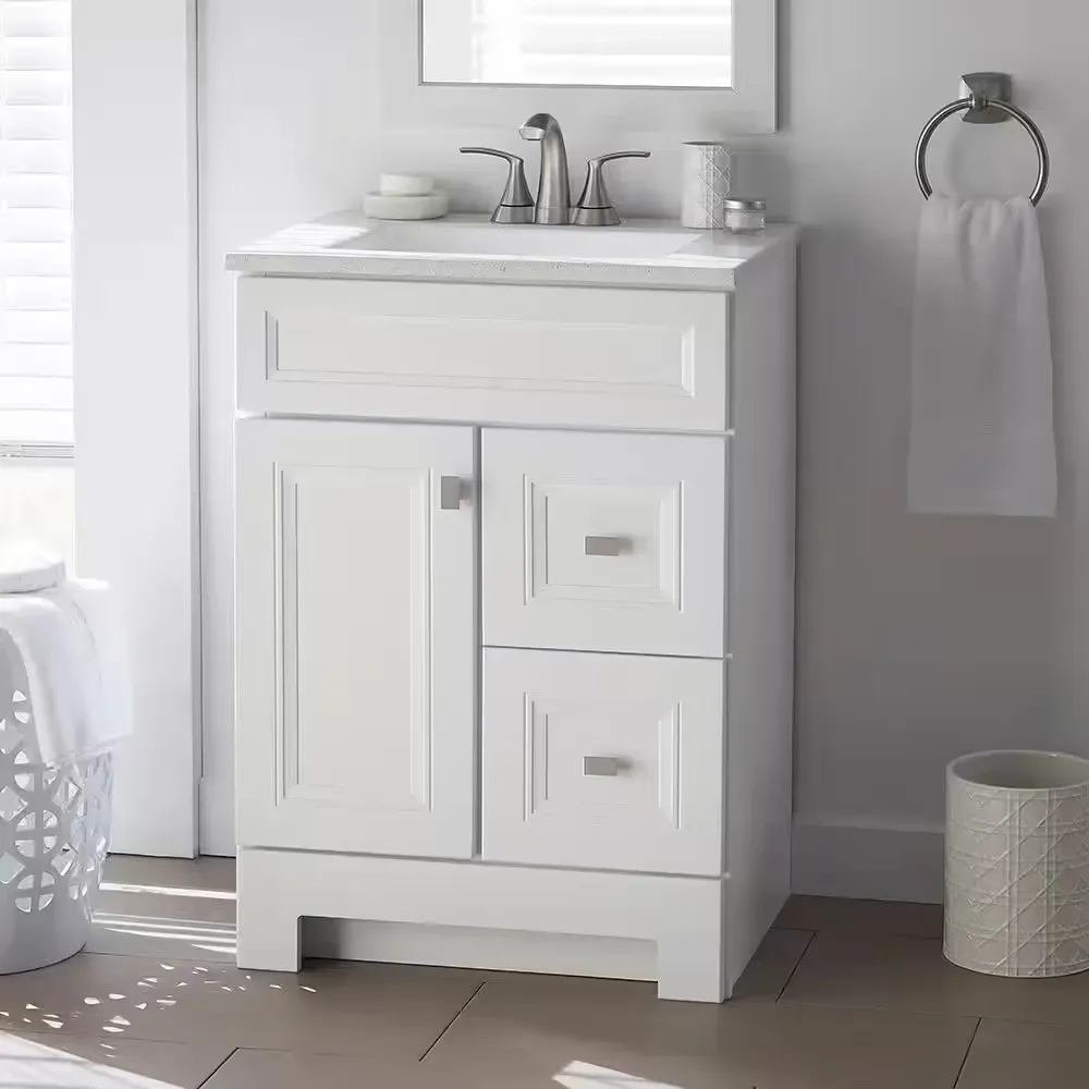 Sedgewood 24.5 in. W x 18.75 in. D x 34.375 in. H Single Sink Bath Vanity in White with Arctic Solid Surface Top - image 1