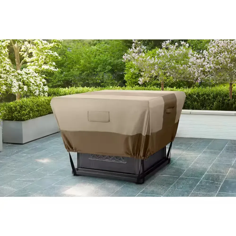 35.25 in. L x 35.25 in. W x 18 in. H Beige Patio Square Fire Pit Cover - image 1