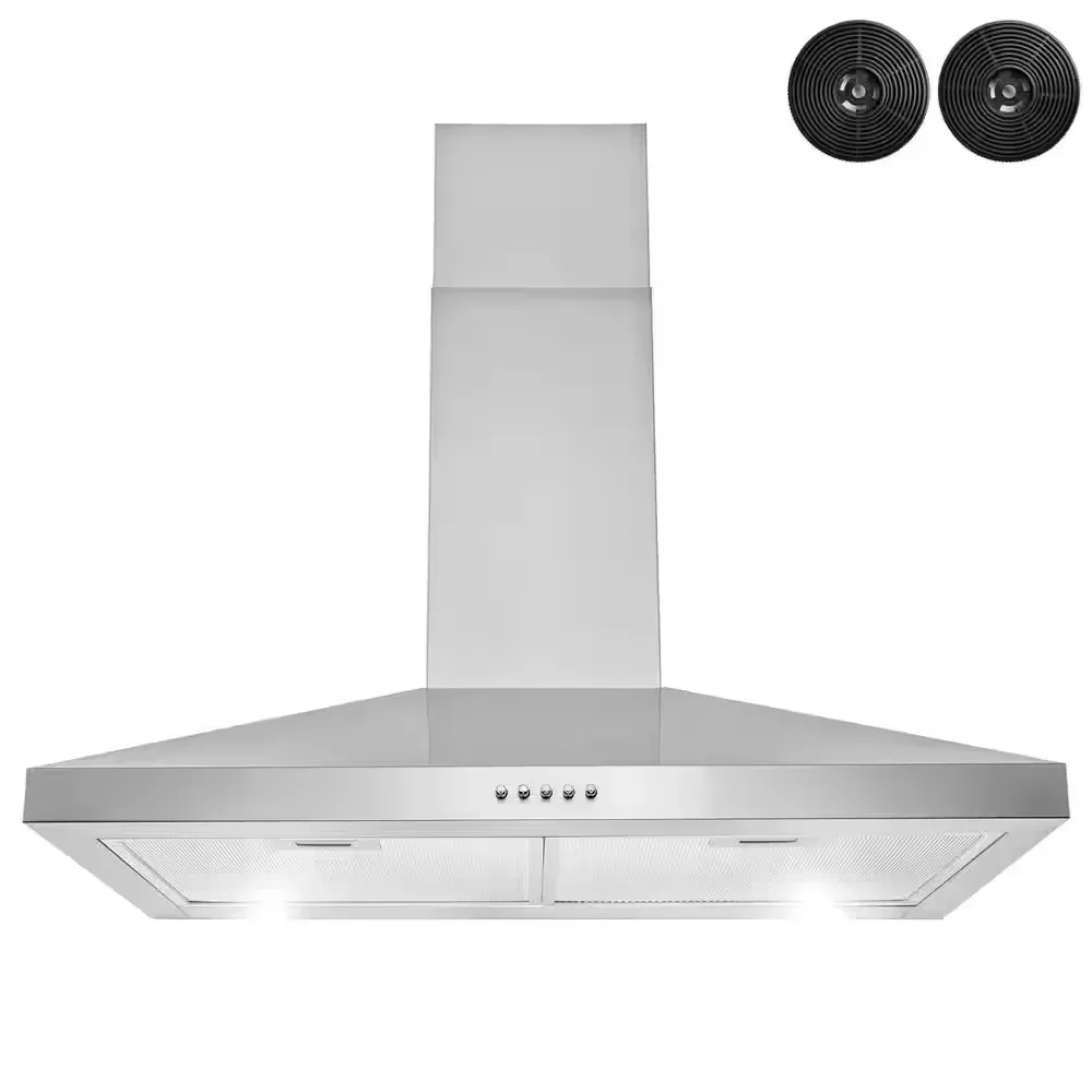 30 in. 217 CFM Convertible Kitchen Wall Mount Range Hood in Stainless Steel with Push Control, LEDs and Carbon Filters - image 1