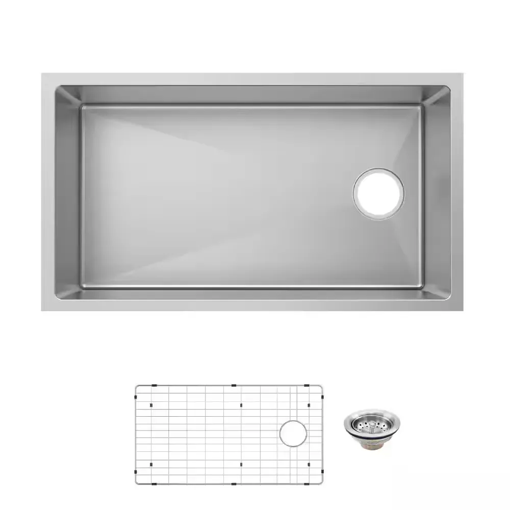 Tight Radius 36 in. Undermount Single Bowl 18 Gauge Stainless Steel Kitchen Sink with Accessories - image 1