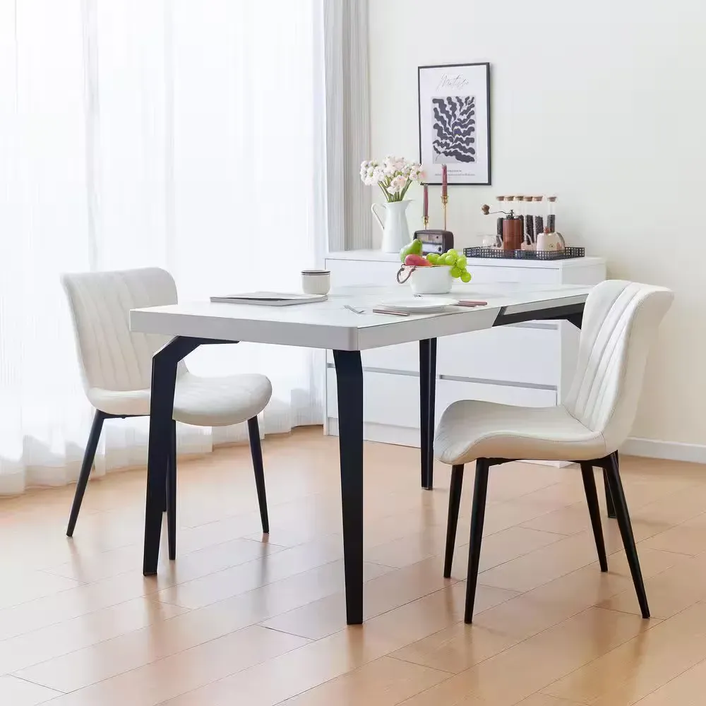 White PU Leather Dining Chair Set of 2,Mid-Century Modern Accent Chairs for Kitchen,Dining Room,Living Room,Reception - image 1