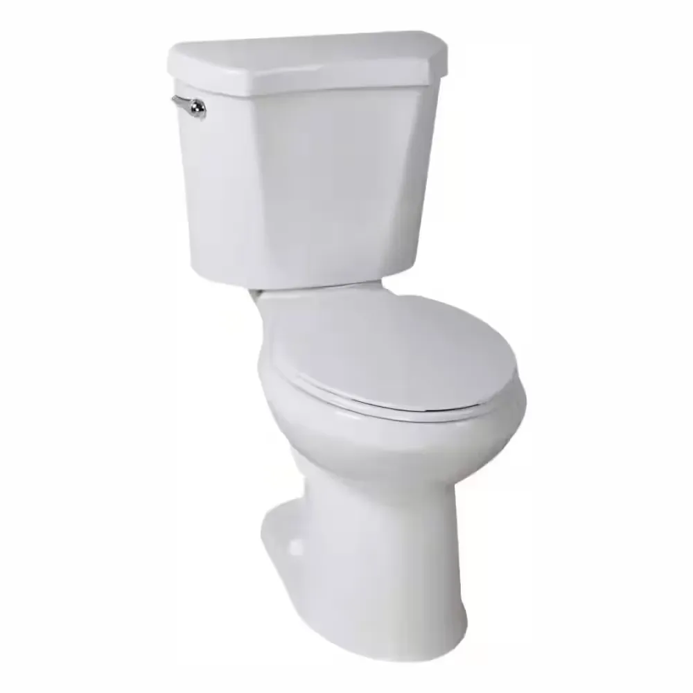 12 in. Rough In Two-Piece 1.28 GPF Single Flush Round Toilet in Biscuit, Seat Included - image 1