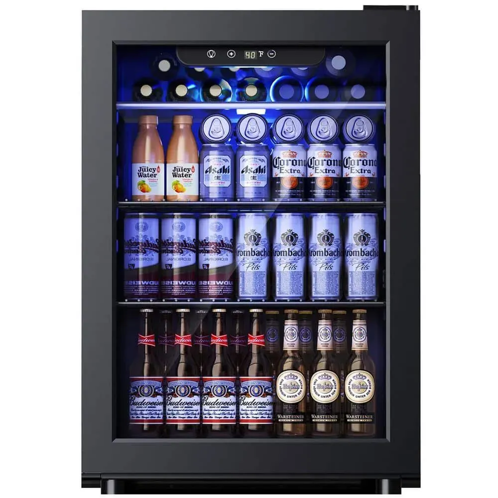 SIMZLIFE 17.4 in. Single Zone 100-Cans Freestanding/Countertop Beverage Refrigerator Cooler Fridge in Black, Frost-Free - image 1