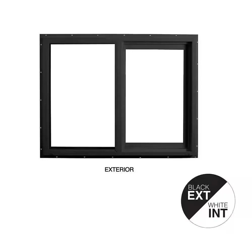 *** A blow—dented on one side.*** 47.5 in. x 35.5 in. Select Series Horizontal Sliding Left Hand Black Vinyl Window with White Int, HPSC Glass and Screen - image 1
