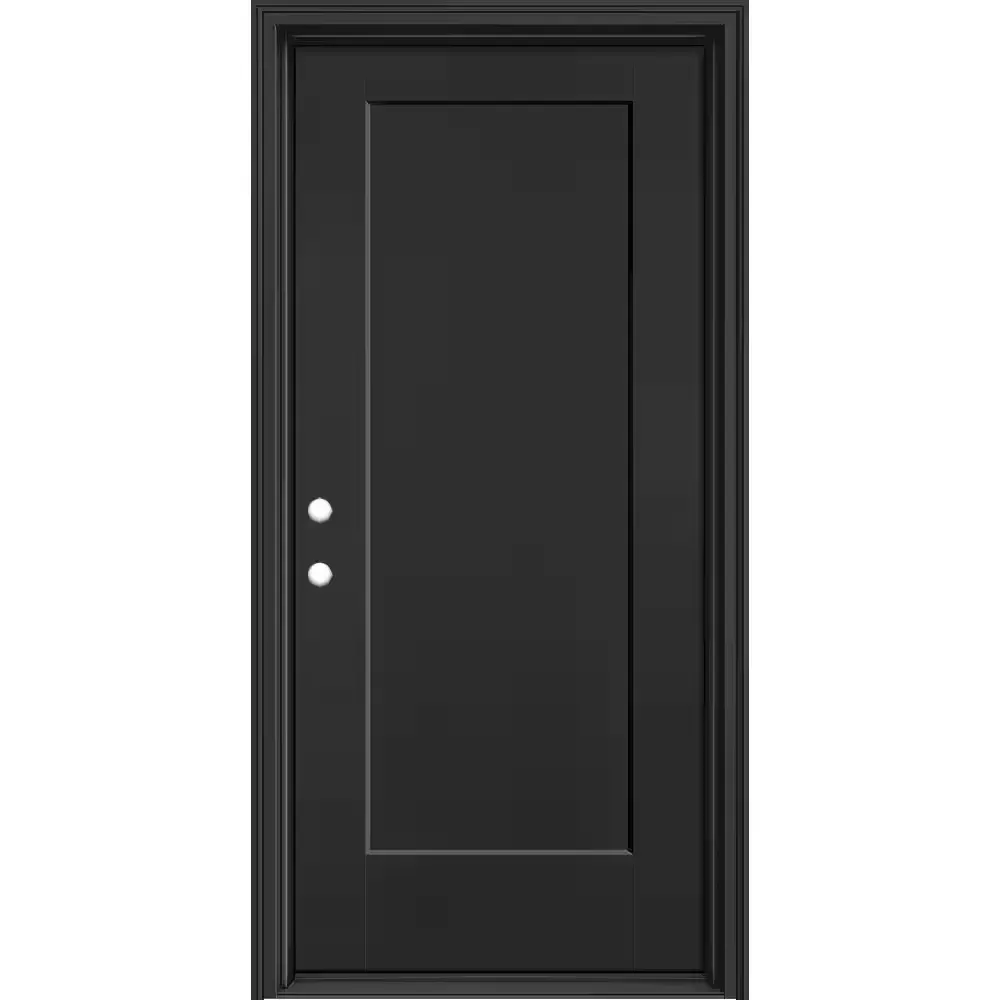 Performance Door System 36 in. x 80 in. Lincoln Park Right-Hand Inswing Black Smooth Fiberglass Prehung Front Door - image 1