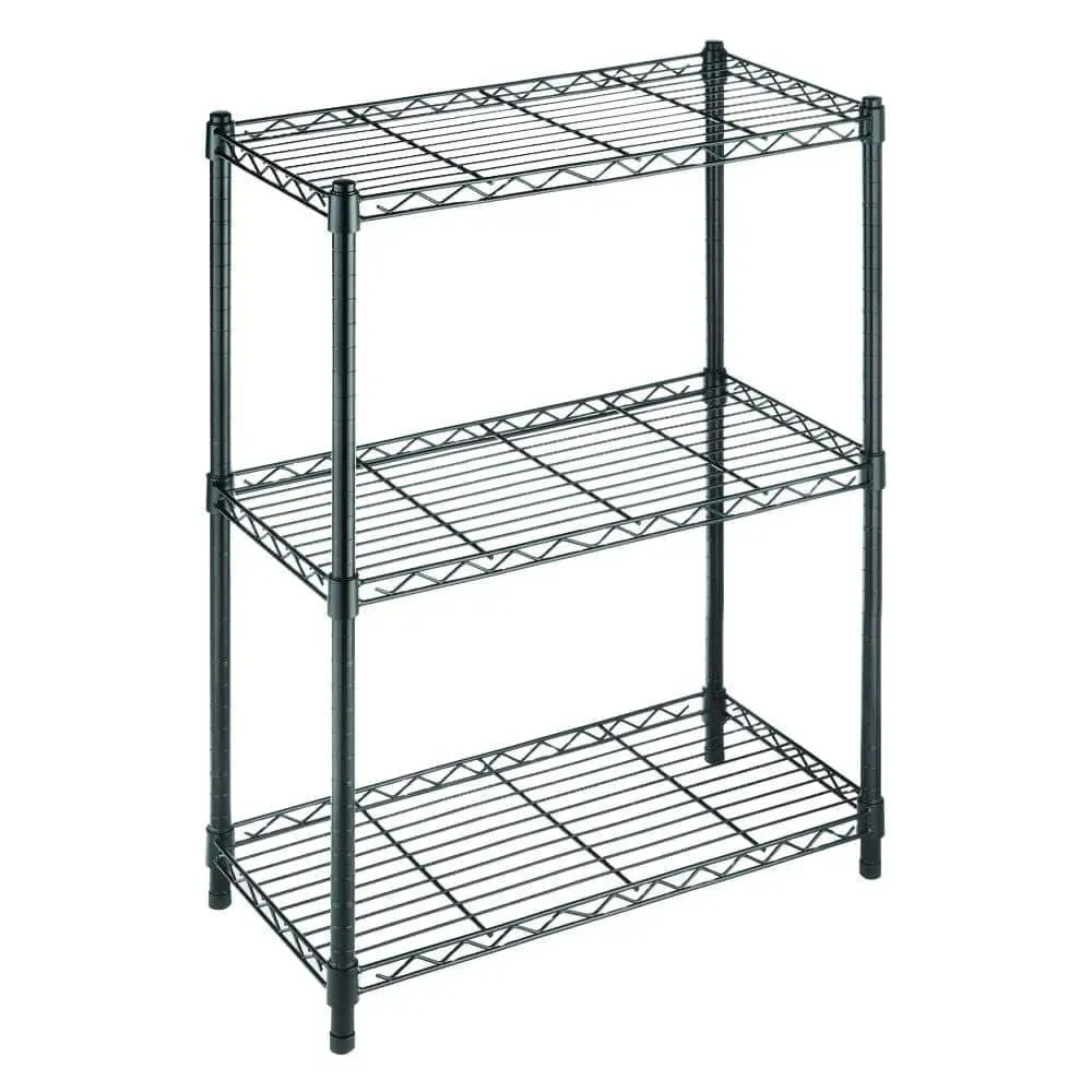 HDX 3-Tier Steel Wire Shelving Unit in Black (24 in. W x 30 in. H x 14 in. D) - image 1