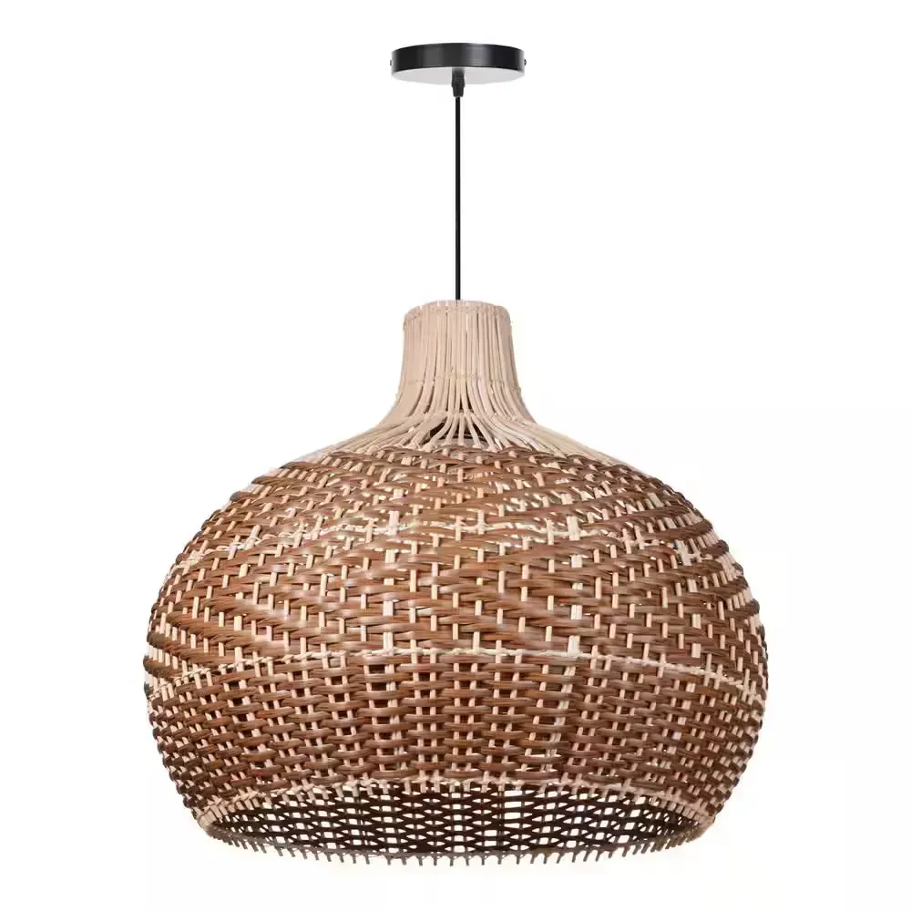 Bohemian Woven Rattan Dome Pendant Light - image 1