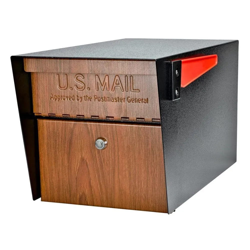 Mail Boss Mail Manager Locking Wood Grain Post Mount Mailbox with High Security Reinforced Patented Locking System - image 1