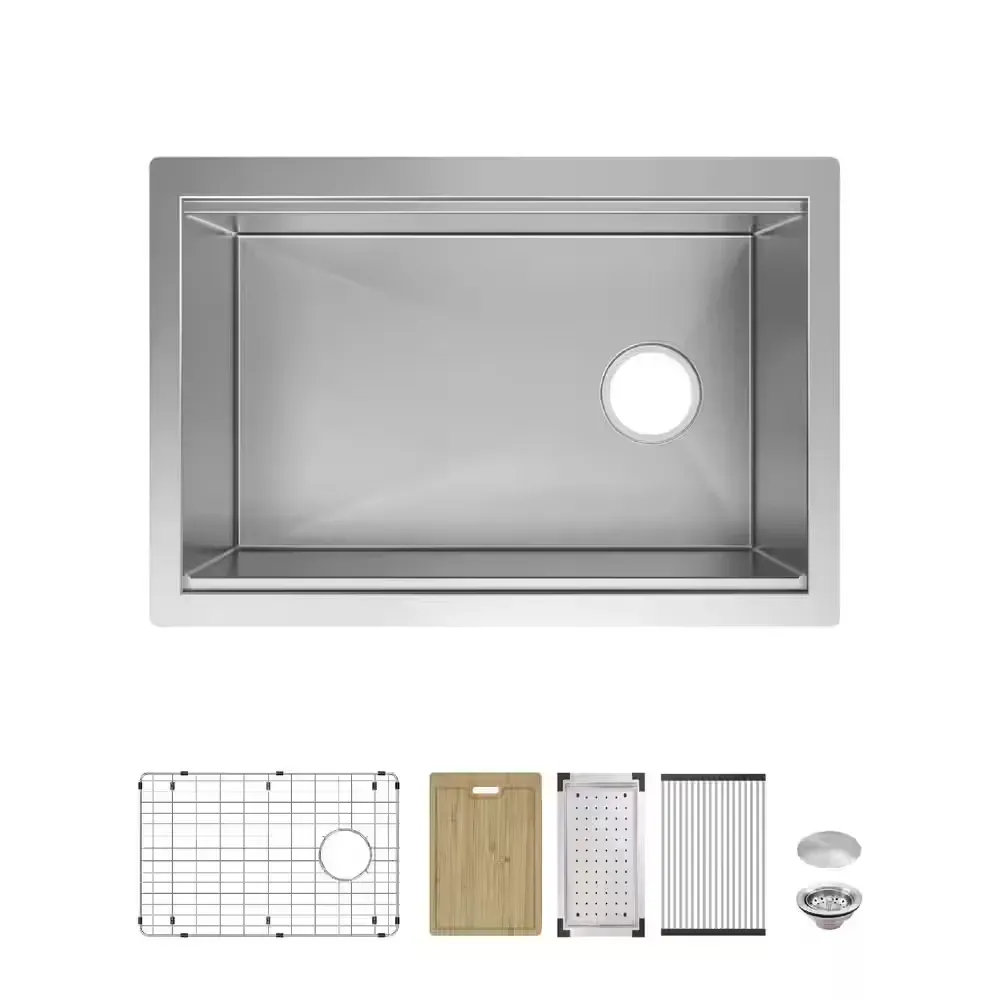 Professional Zero Radius 30 in Undermount Single Bowl 16 Gauge Stainless Steel Workstation Kitchen Sink with Accessories - image 1