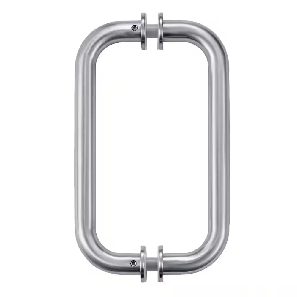 6 in. Shower Door Handle Back-to-Back Pull 3/4 in Brushed Nickel Fits Glass or Wooden Doors (1-Pair) - image 1