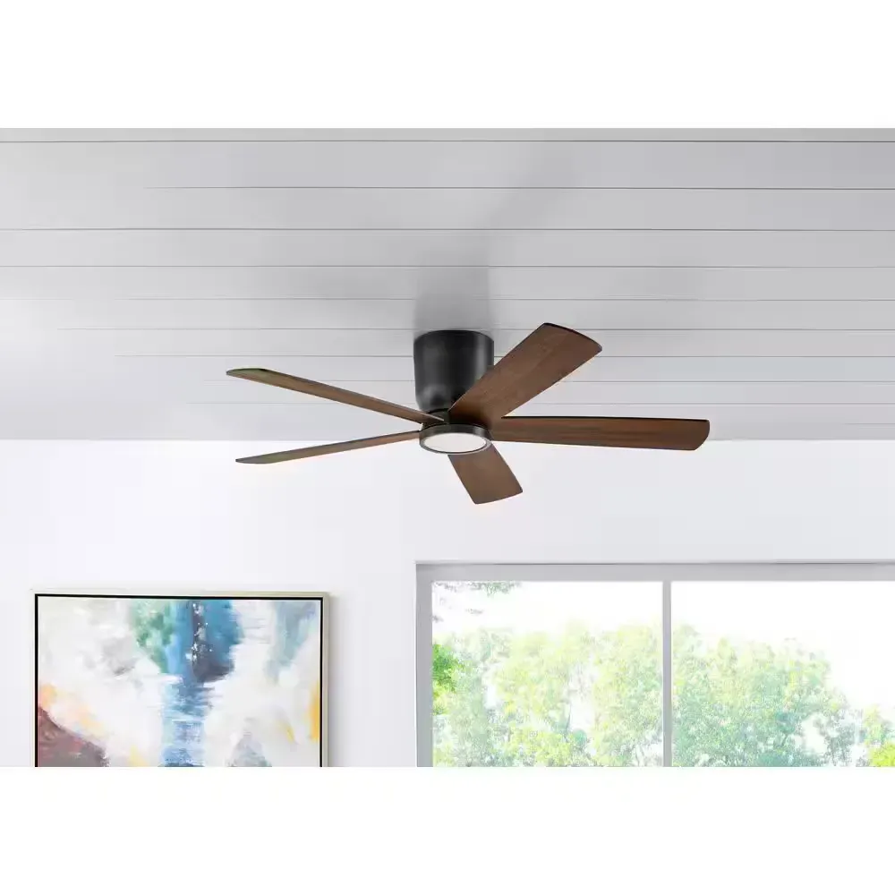 Britton 52 in. Integrated LED Indoor Matte Black Ceiling Fan with Light Kit and Remote Control - image 1