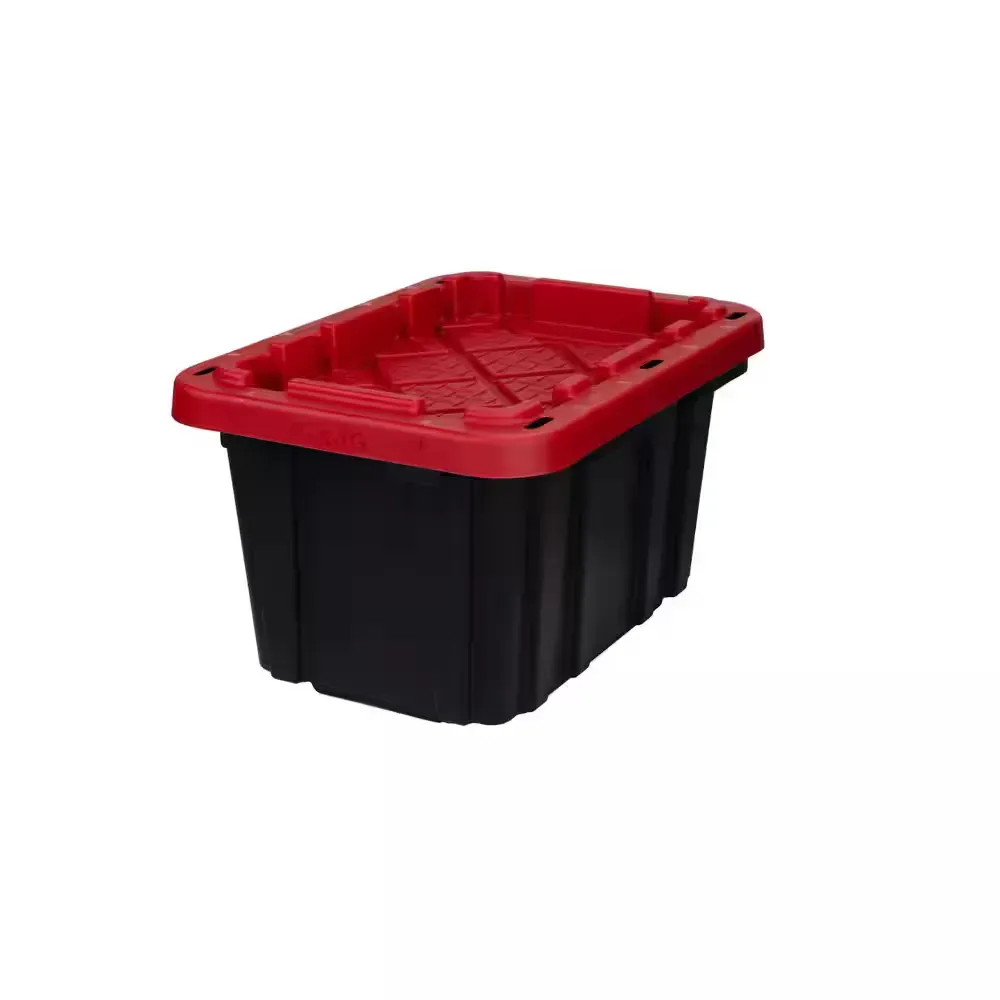 ***98-piece palette—all items are missing their lids.***7 Gal. Tough Storage Tote in Black with Red Lid - image 1