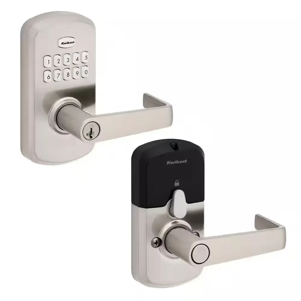 SmartCode 955 Satin Nickel Light Commercial Electronic Keypad Deadbolt with Kingston Handle For High Traffic Durability - image 1