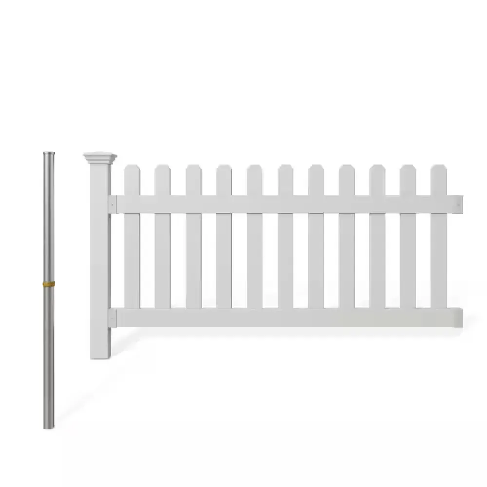 3 ft. x 6 ft. Newport Picket Fence W/Post and No-Dig Steel Pipe Anchor Kit - image 1