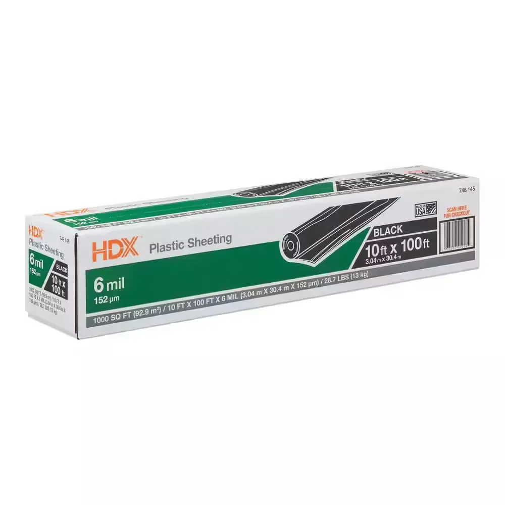 10 ft. x 100 ft. Black 6 mil Plastic Sheeting - image 1