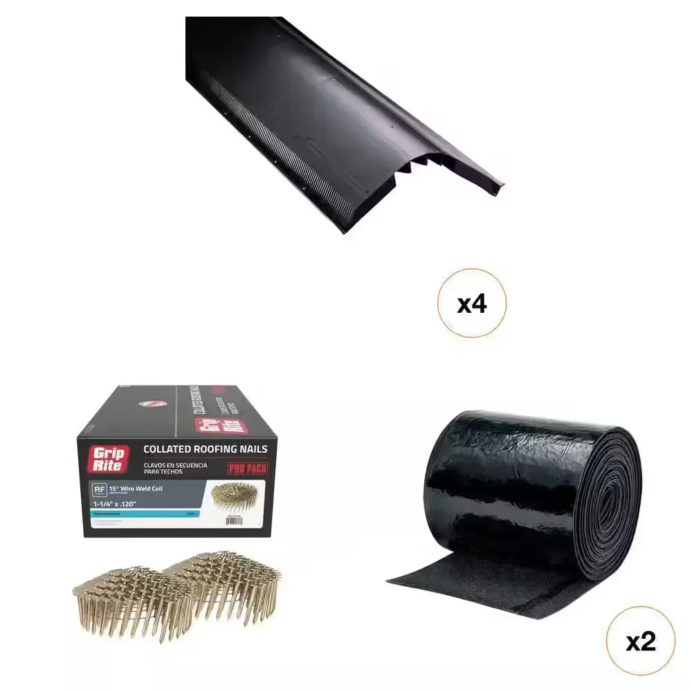 1-1/4 in. Roofing Nails (7,200), Starter Roll (33.3 ft.) & 12 in. x 48 in. Ridge Vent Combo - image 1