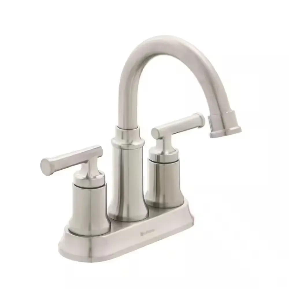 Oswell 4 in. Centerset Double Handle High-Arc Bathroom Faucet in Brushed Nickel - image 1