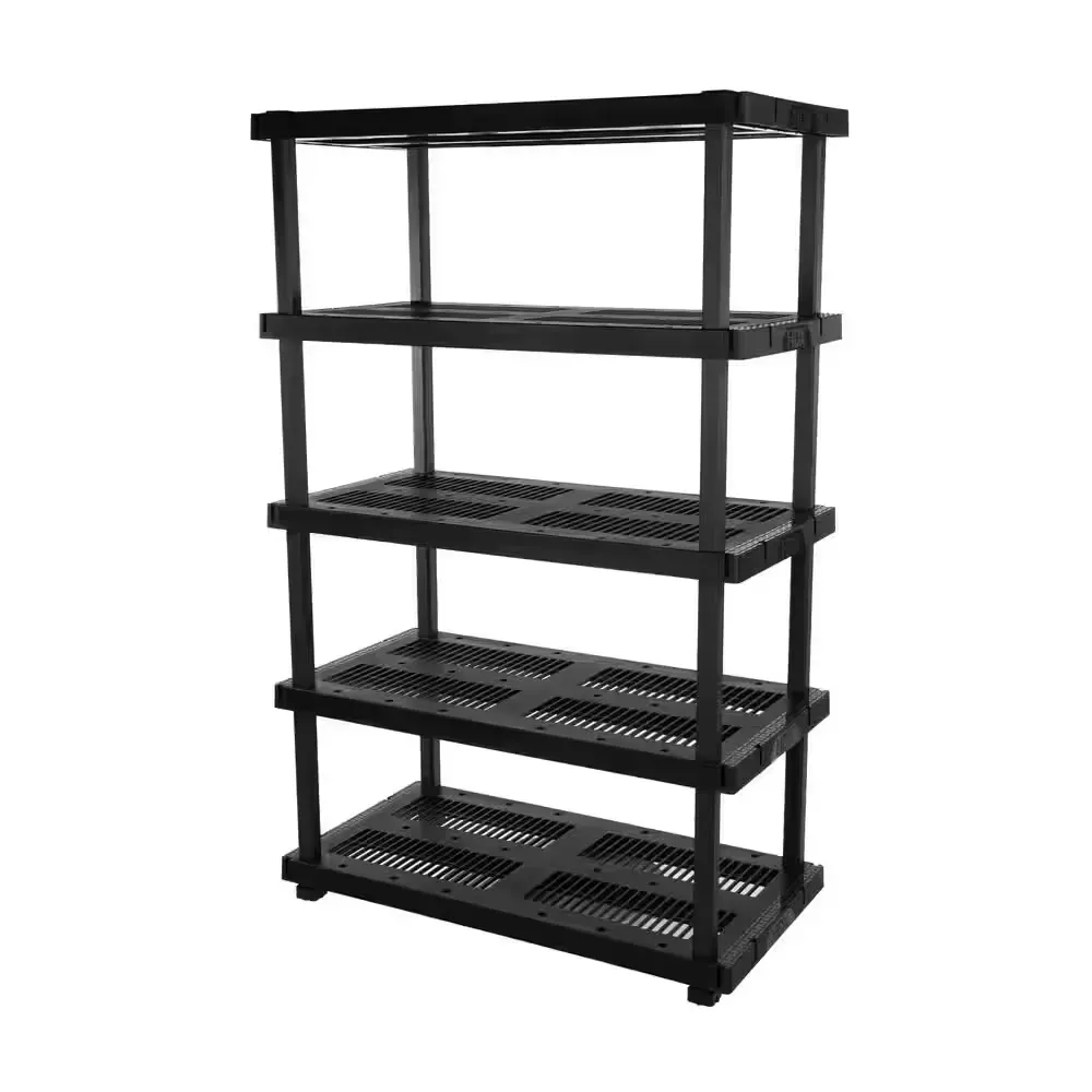 HDX 5-Tier Plastic Shelving black  (5 Tier Plastic Adjustable Garage Storage Shelving Unit in Black (48 in. W x 75 in. H x 24 in. D)) - image 2