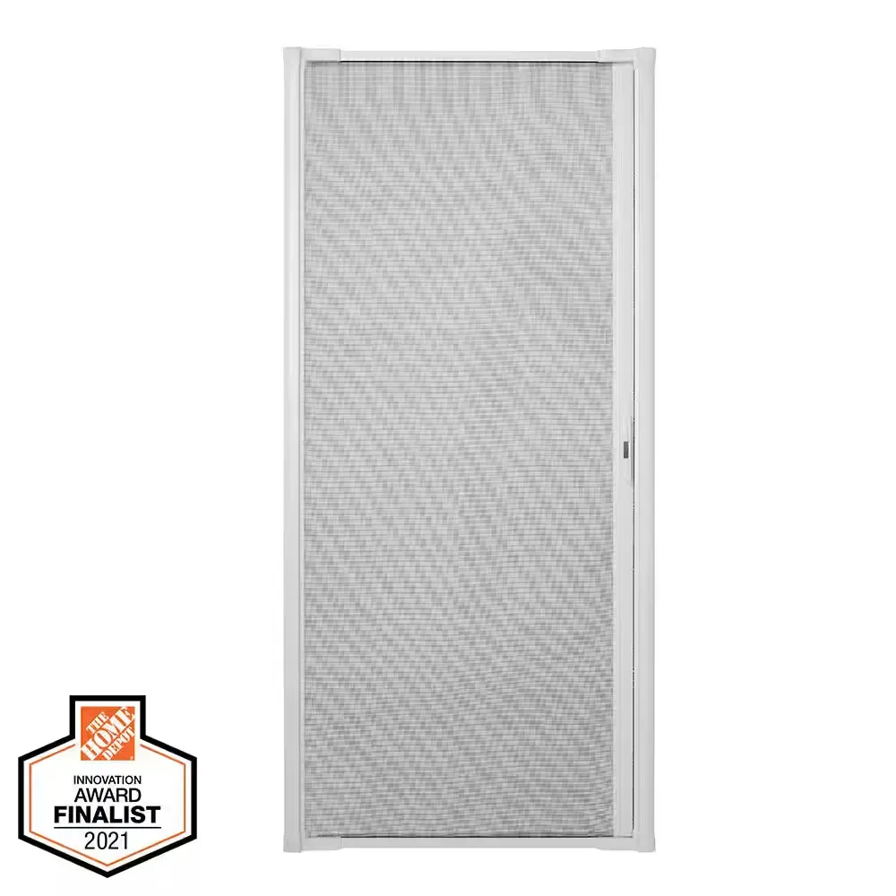 36 in. x 80 in. LuminAire White for Single Entry Door 32 in.-36 in. Universal Handed Aluminum Retractable Screen Door - image 1