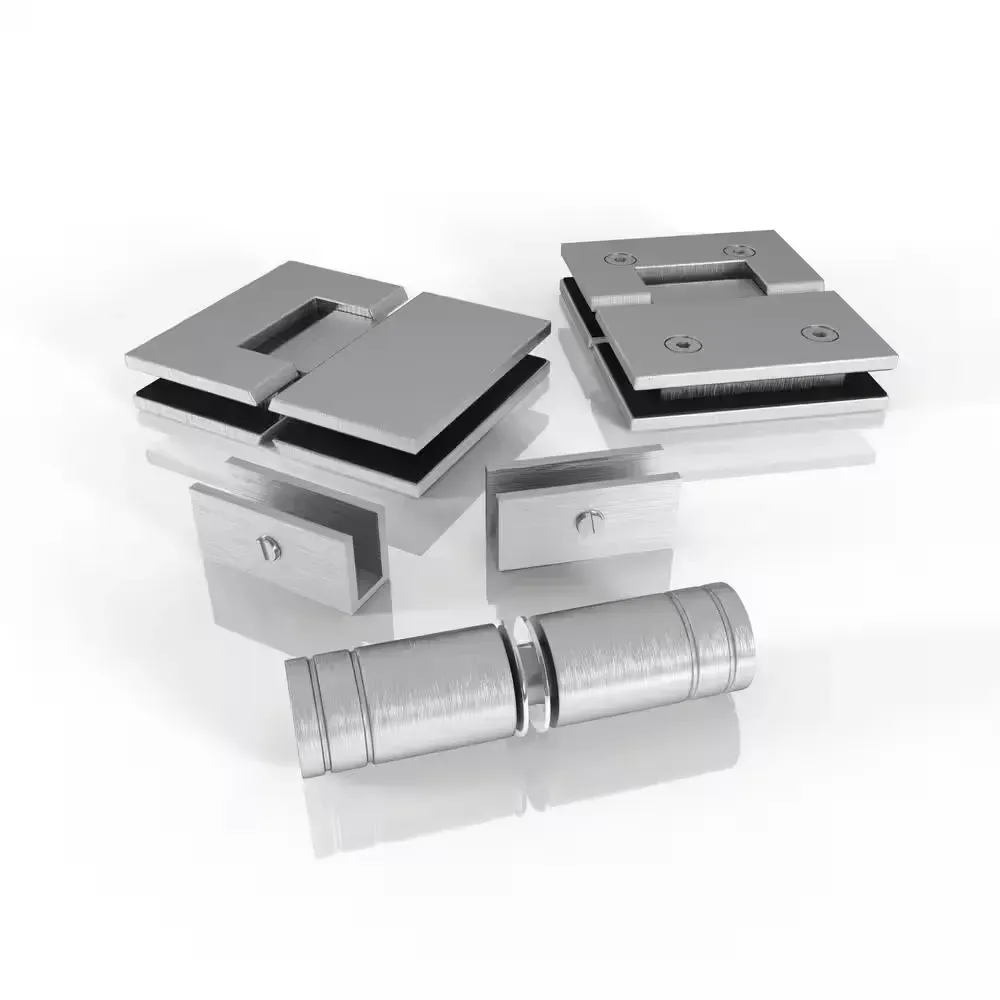 78 in. Bath Tub Glass Hinged Hardware Pack in Brushed Nickel with Knob - image 1