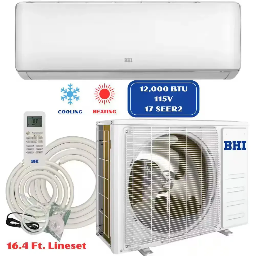 12,000 BTU 115-Volt, 17 SEER2, 600 sq. ft. Ductless Mini Split Air Conditioner with Heat Pump, 16.4 ft. (5m) Lineset - image 1