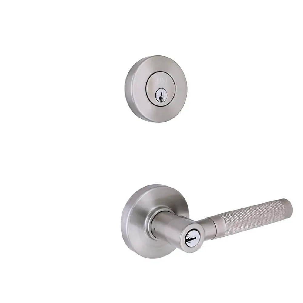 Home Decorators Collection Woodcliff Satin Nickel Single Cylinder Door Handle Combo Pack Featuring Dual Keyway - image 1
