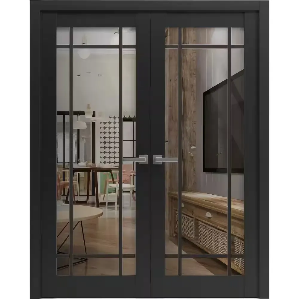 **dont have the handle **72 in. x 80 in. 2 Panel Black Matte Finished Solid Wood Door with Hardware - image 1