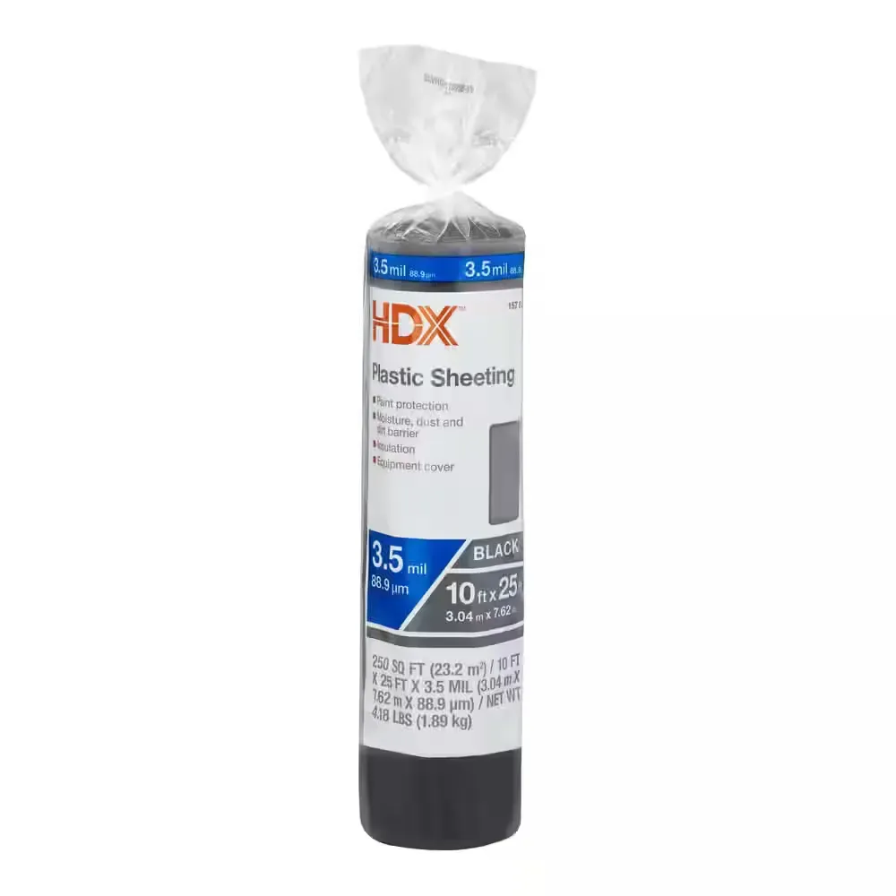 10 ft. x 25 ft. Black 3.5 mil Plastic Sheeting - image 1
