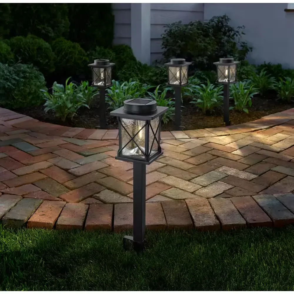 Braxton 20 Lumen Black LED Weather Resistant Outdoor Solar Path Light with Glass Lens (4-Pack) - image 1